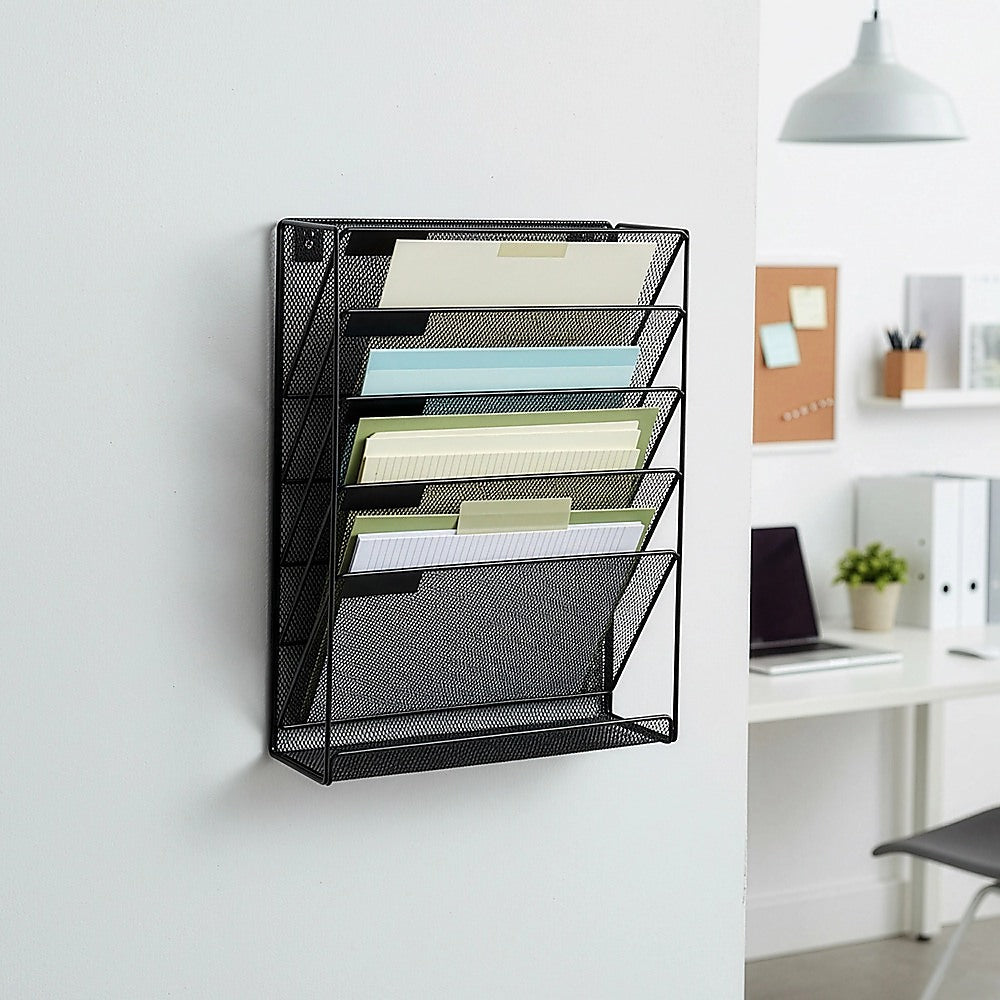 Wall Mount 6 Pocket Hanging File Sorter Organizer Folder Holder Rack Storage V63-822681