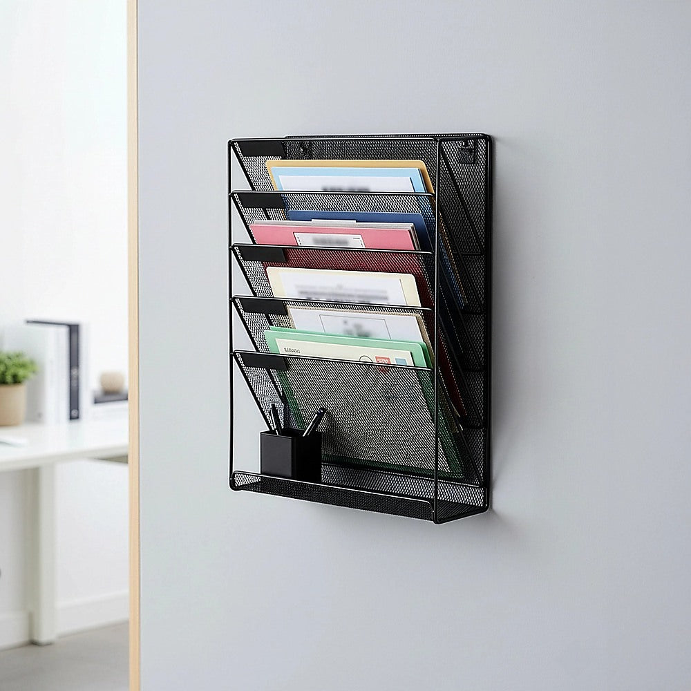 Wall Mount 6 Pocket Hanging File Sorter Organizer Folder Holder Rack Storage V63-822681