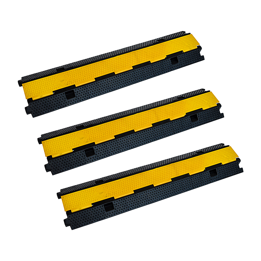 3pcs 2-Cable Rubber Electrical Wire Cover Heavy Duty Protector Dual Channel V63-822701