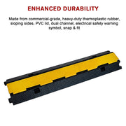3pcs 2-Cable Rubber Electrical Wire Cover Heavy Duty Protector Dual Channel V63-822701