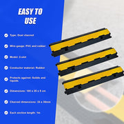 3pcs 2-Cable Rubber Electrical Wire Cover Heavy Duty Protector Dual Channel V63-822701