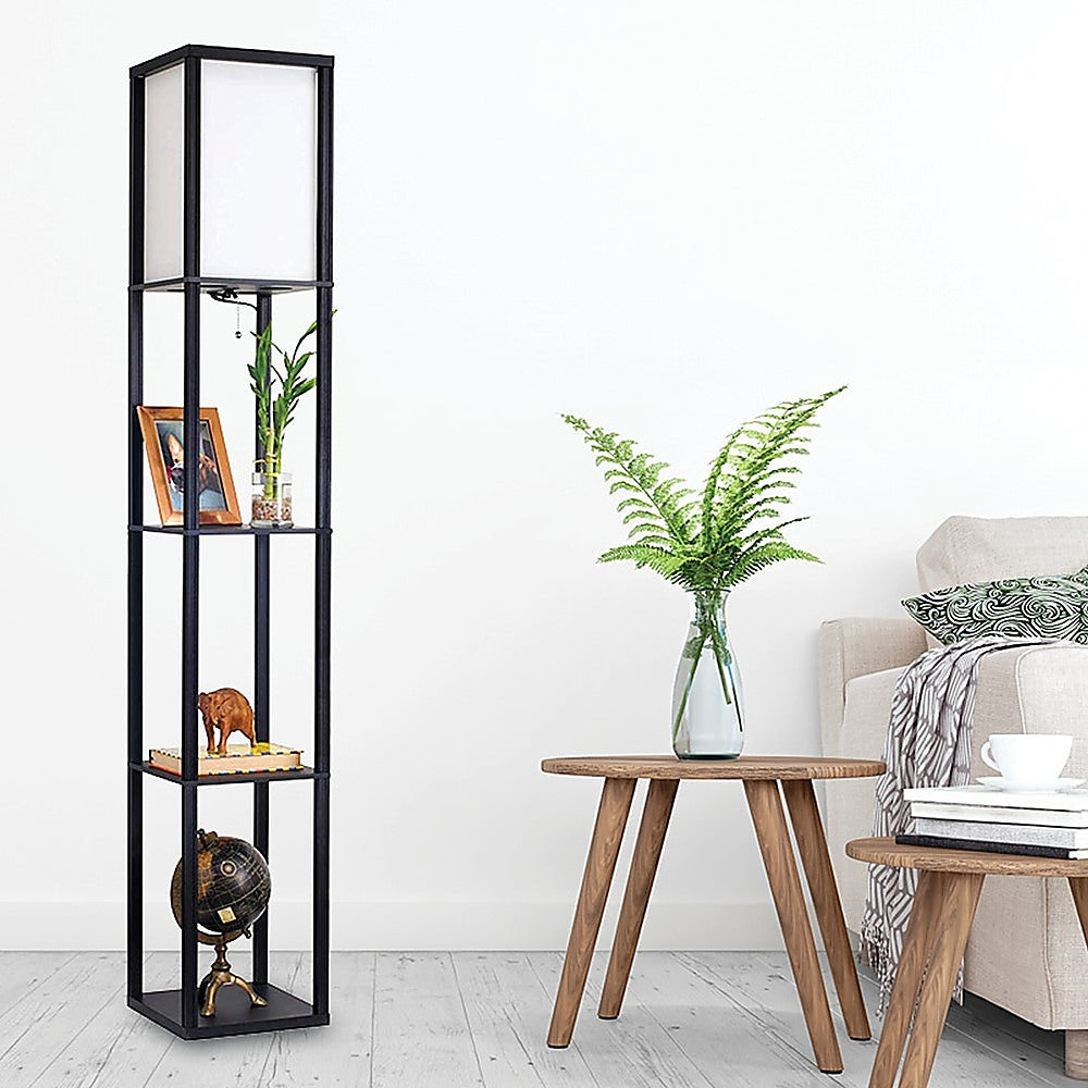 Shelf Floor Lamp - Shade Diffused Light Source with Open-Box Shelves V63-822801