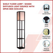 Shelf Floor Lamp - Shade Diffused Light Source with Open-Box Shelves V63-822801