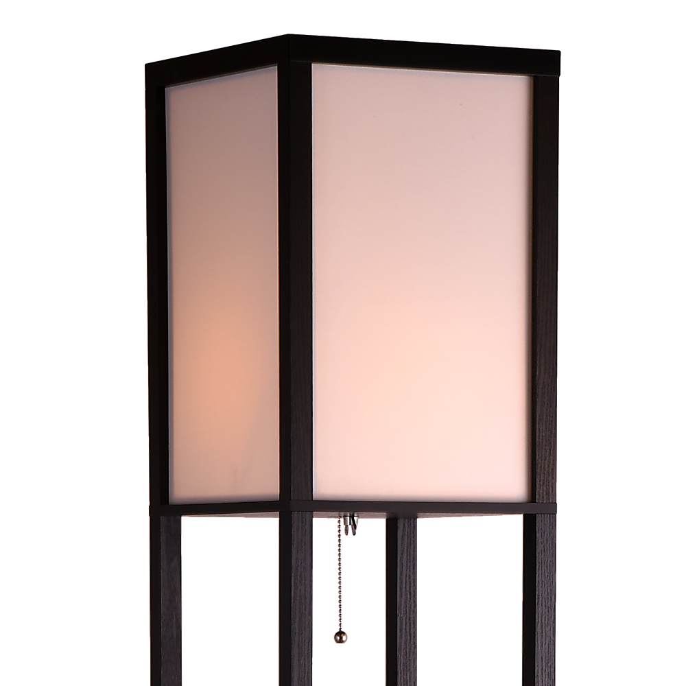 Shelf Floor Lamp - Shade Diffused Light Source with Open-Box Shelves V63-822801