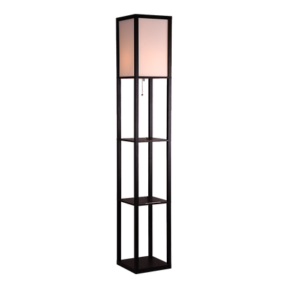 Shelf Floor Lamp - Shade Diffused Light Source with Open-Box Shelves V63-822801