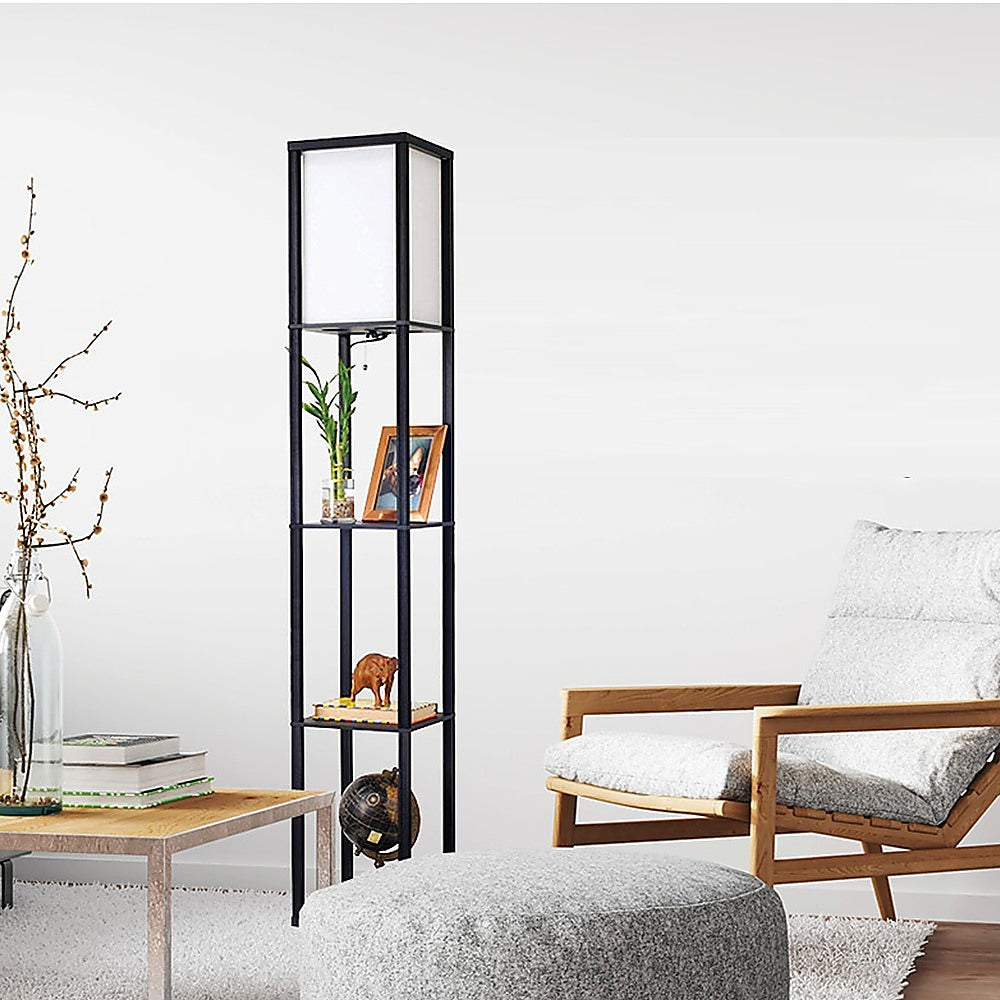 Shelf Floor Lamp - Shade Diffused Light Source with Open-Box Shelves V63-822801