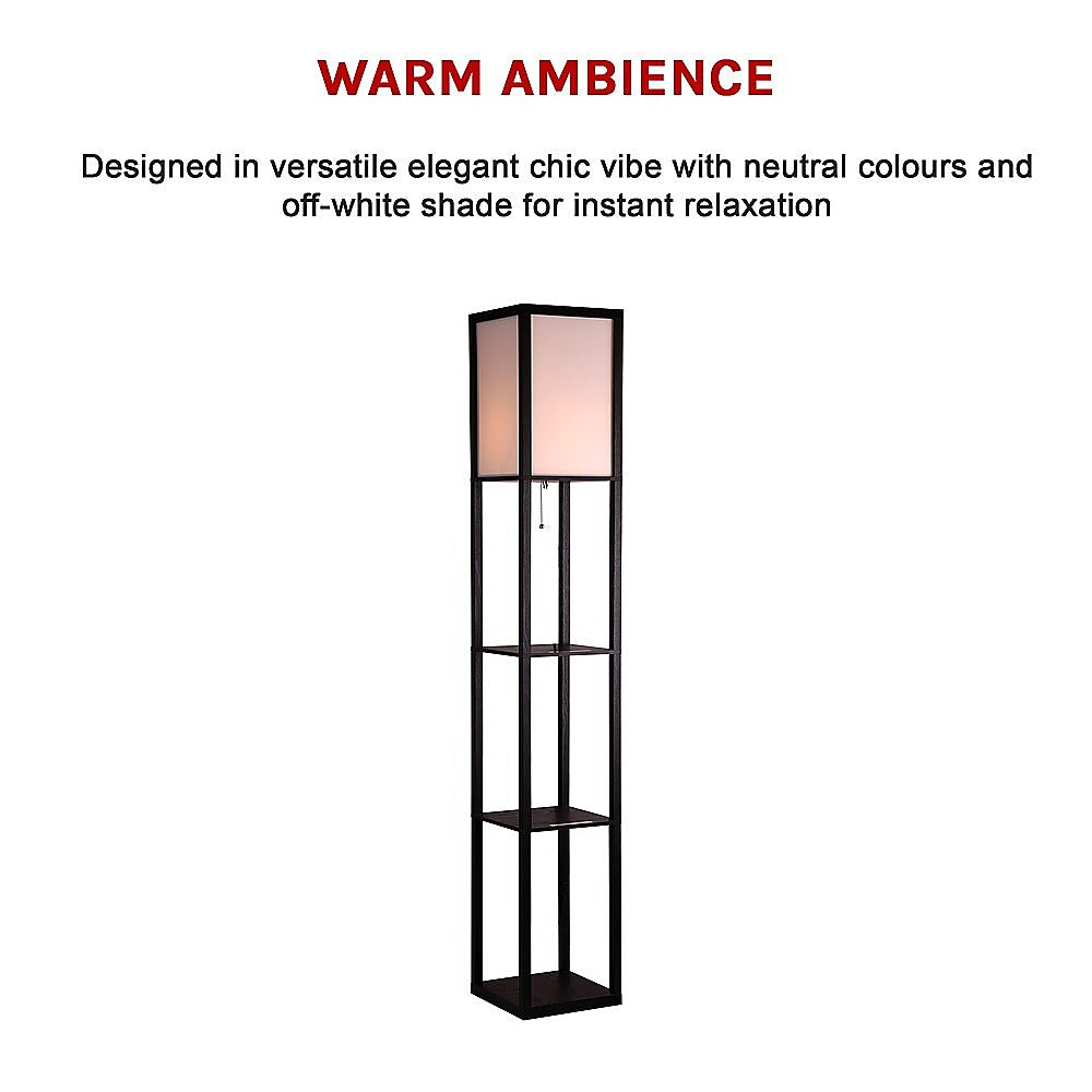 Shelf Floor Lamp - Shade Diffused Light Source with Open-Box Shelves V63-822801