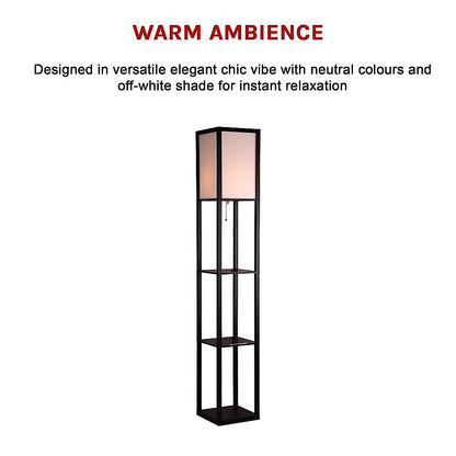 Shelf Floor Lamp - Shade Diffused Light Source with Open-Box Shelves V63-822801