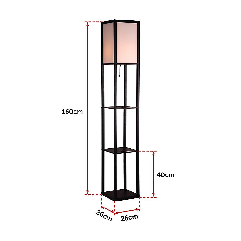 Shelf Floor Lamp - Shade Diffused Light Source with Open-Box Shelves V63-822801