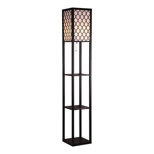 Shelf Floor Lamp - Shade Diffused Light Source with Open-Box Shelves V63-822811