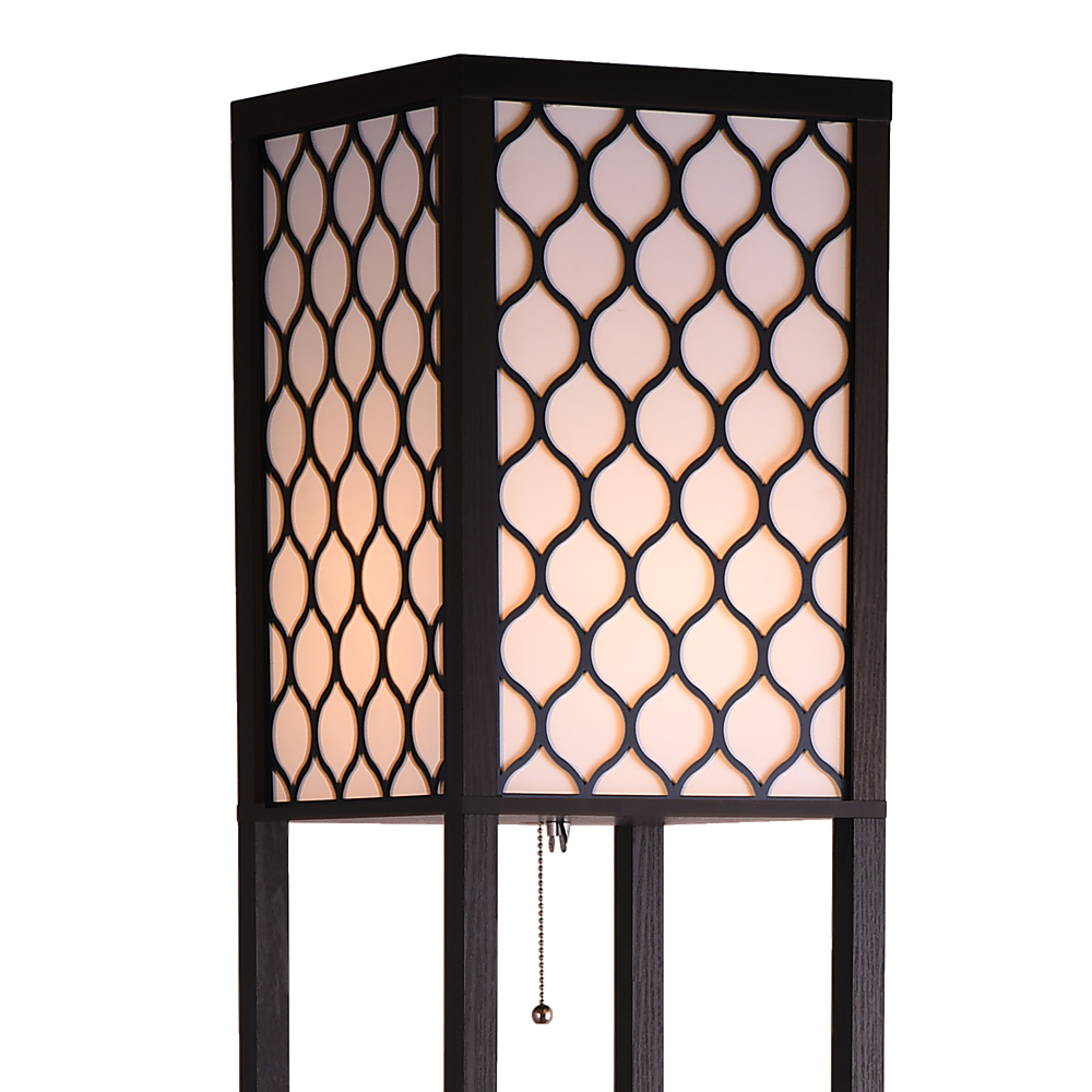 Shelf Floor Lamp - Shade Diffused Light Source with Open-Box Shelves V63-822811