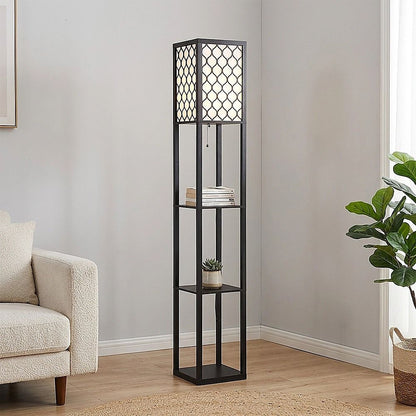 Shelf Floor Lamp - Shade Diffused Light Source with Open-Box Shelves V63-822811
