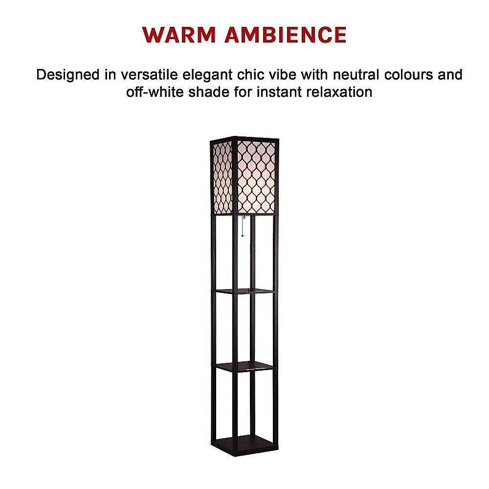 Shelf Floor Lamp - Shade Diffused Light Source with Open-Box Shelves V63-822811