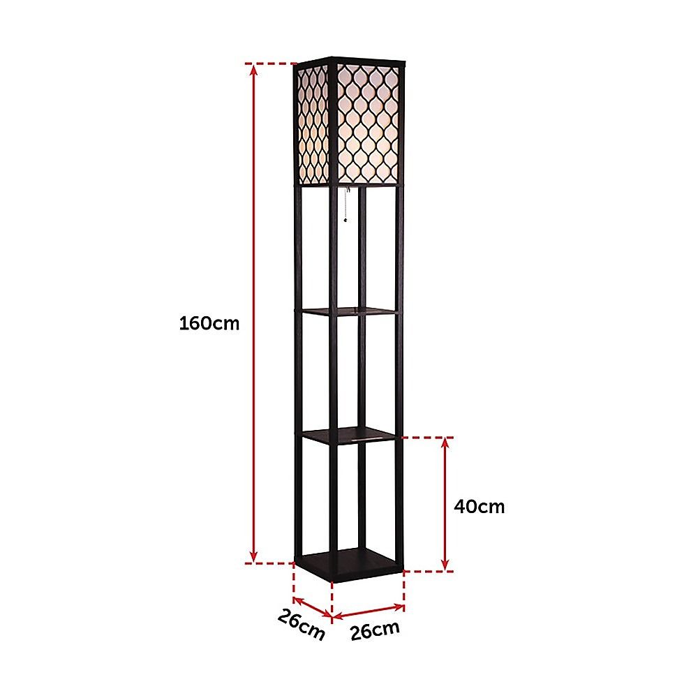 Shelf Floor Lamp - Shade Diffused Light Source with Open-Box Shelves V63-822811