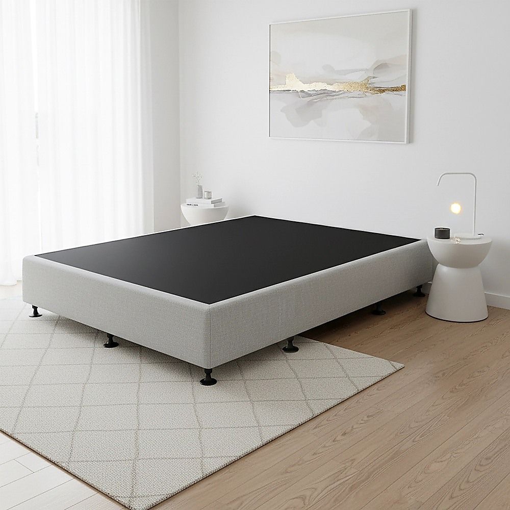 Palermo Queen Ensemble Bed Base Platinum Light Grey Linen Fabric V63-822871