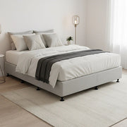 Palermo Queen Ensemble Bed Base Platinum Light Grey Linen Fabric V63-822871