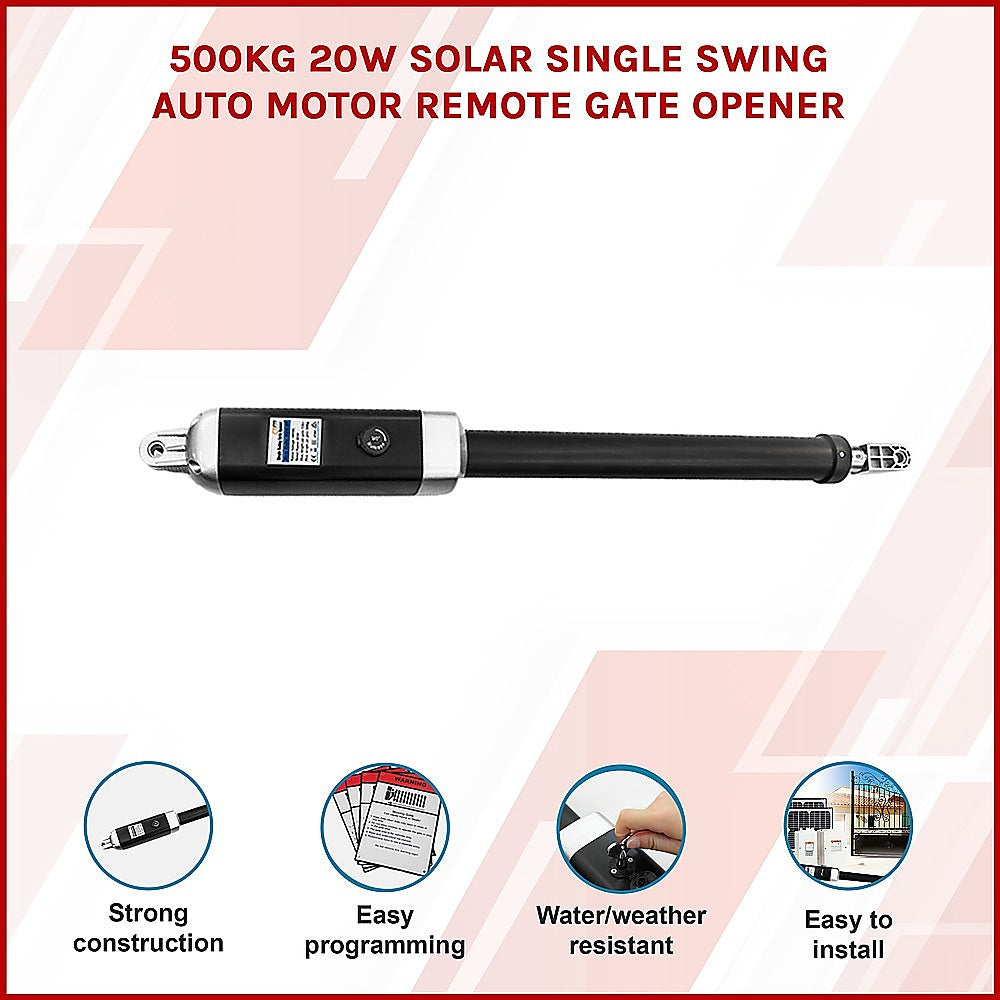 500KG 20W Solar Single Swing Auto Motor Remote Gate Opener V63-822971