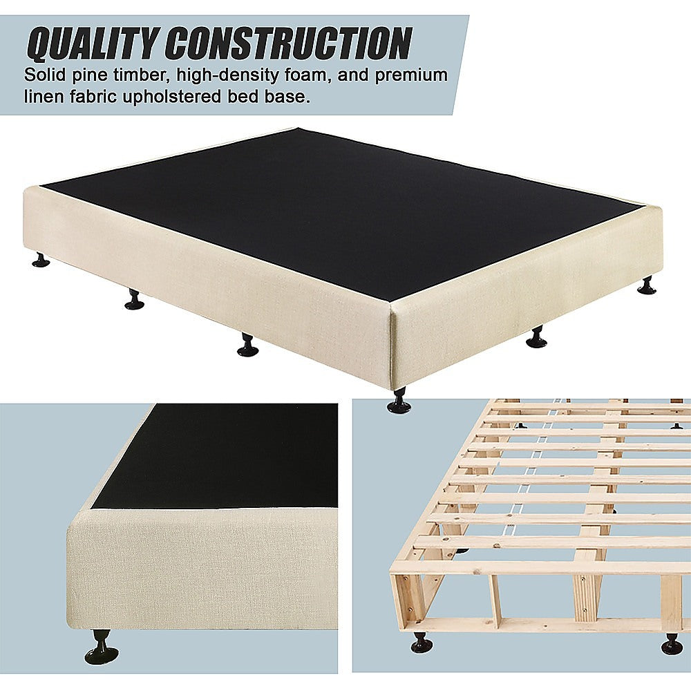 Palermo Queen Ensemble Bed Base Platinum Natural Sand Linen Fabric V63-823171
