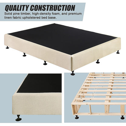 Palermo Queen Ensemble Bed Base Platinum Natural Sand Linen Fabric V63-823171