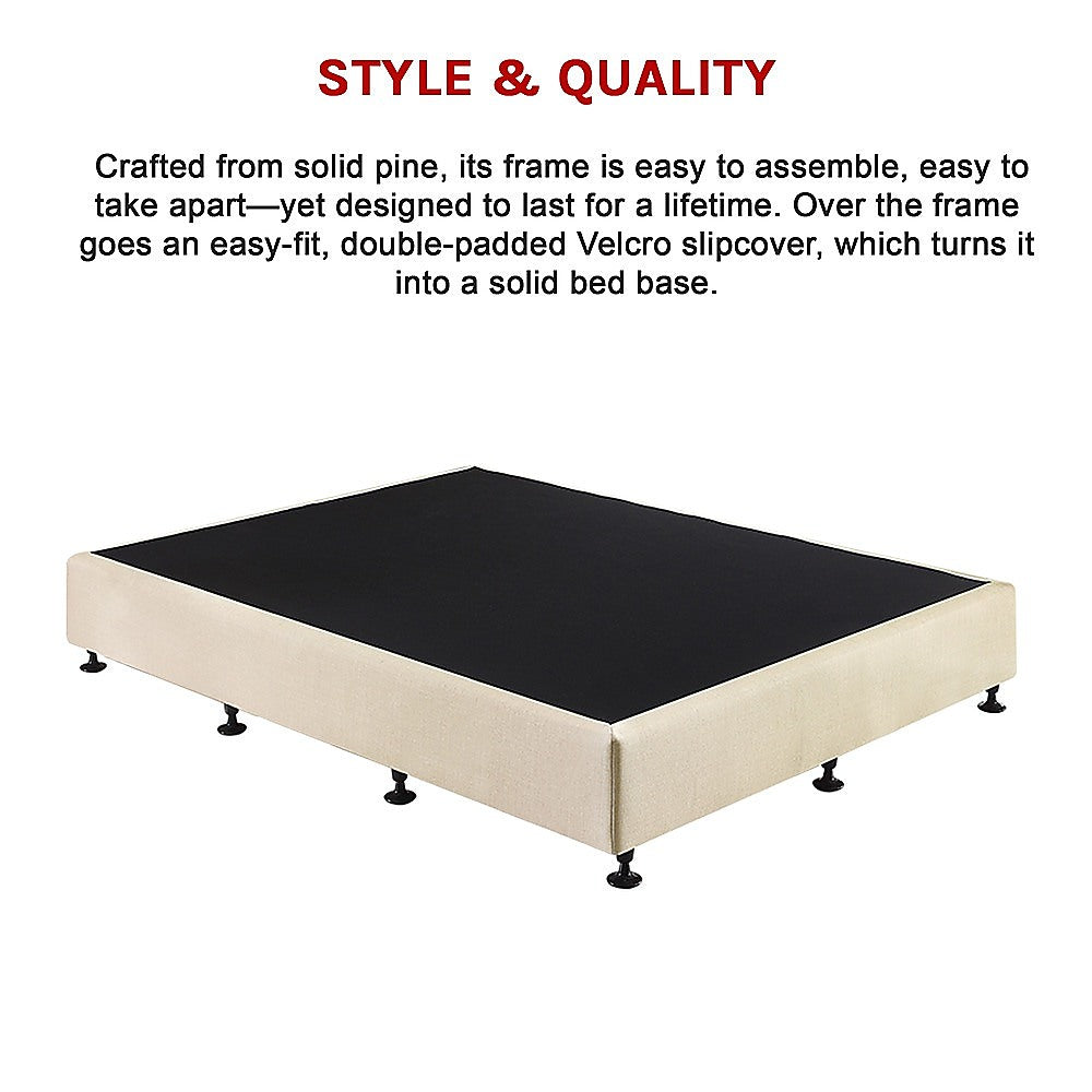 Palermo Queen Ensemble Bed Base Platinum Natural Sand Linen Fabric V63-823171