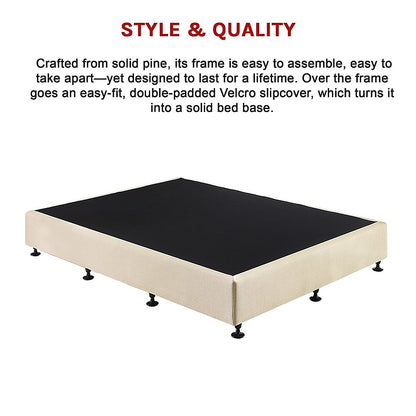 Palermo Queen Ensemble Bed Base Platinum Natural Sand Linen Fabric V63-823171