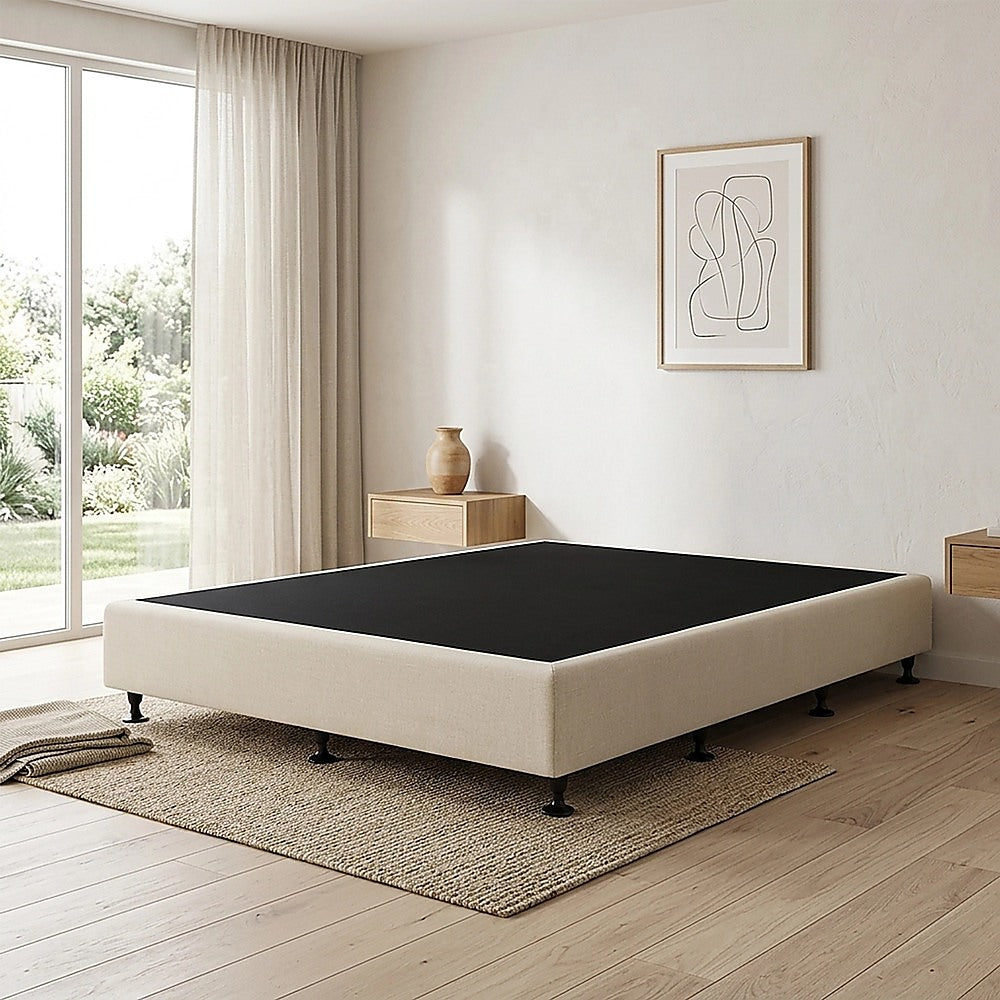 Palermo Queen Ensemble Bed Base Platinum Natural Sand Linen Fabric V63-823171