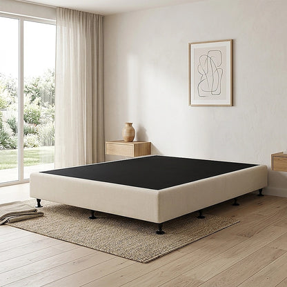 Palermo Queen Ensemble Bed Base Platinum Natural Sand Linen Fabric V63-823171