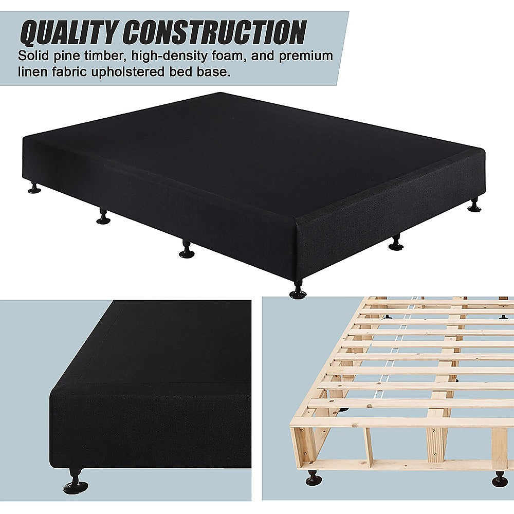Palermo Queen Ensemble Bed Base Midnight Black Linen Fabric V63-823181