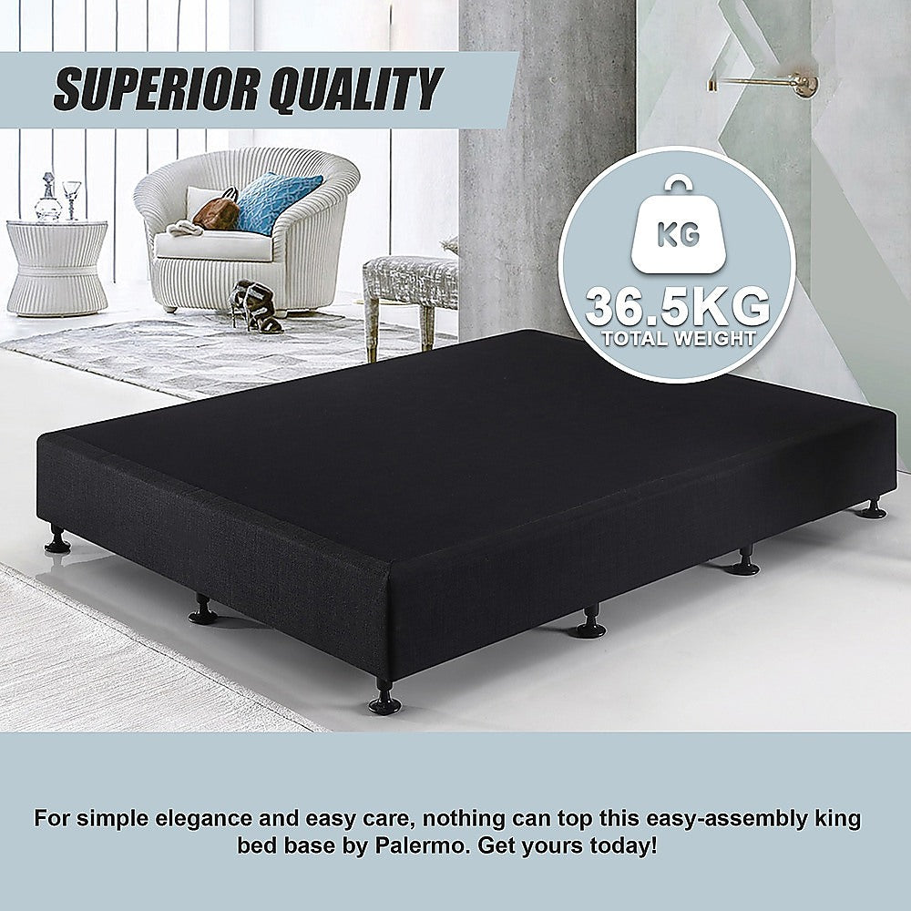 Palermo Queen Ensemble Bed Base Midnight Black Linen Fabric V63-823181