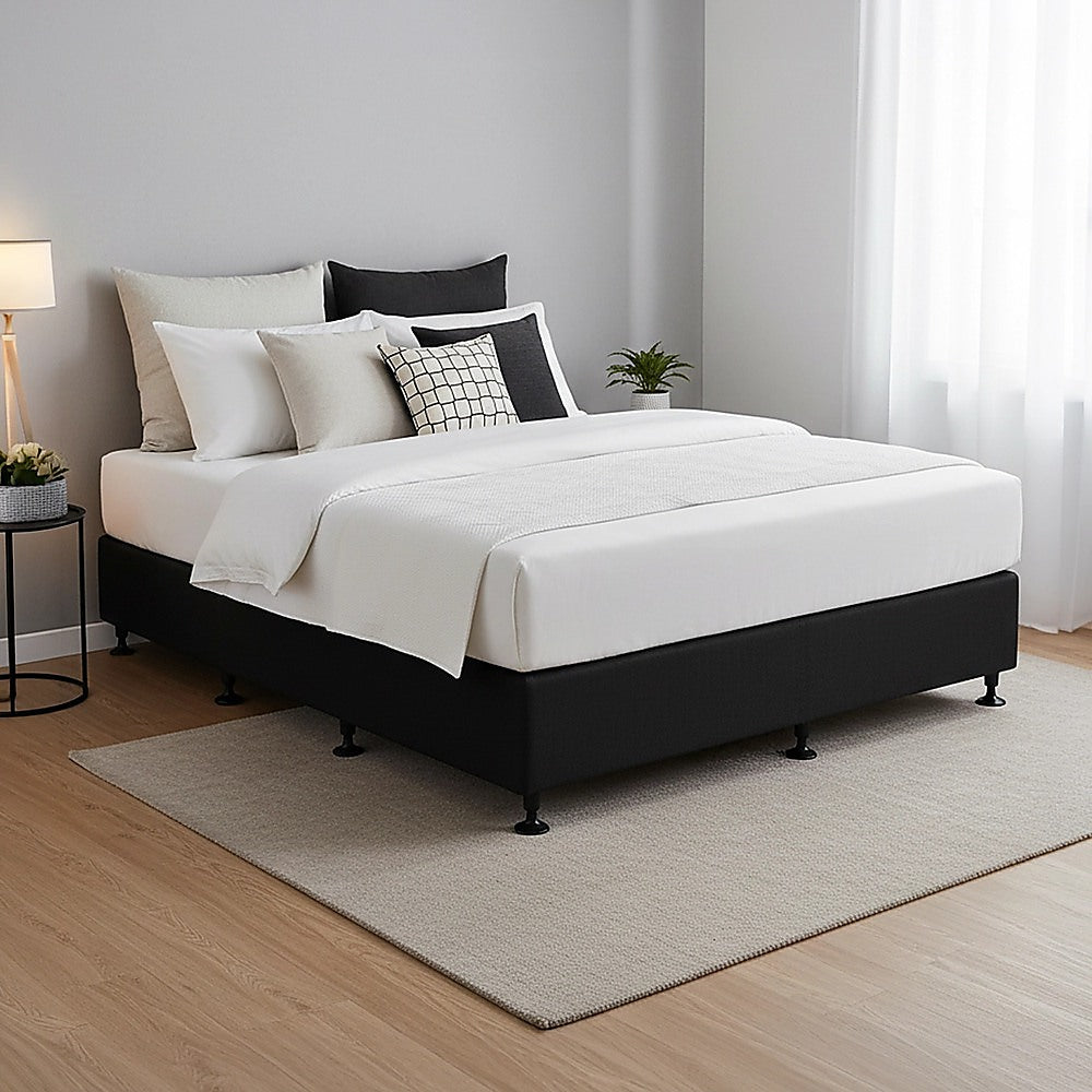 Palermo Queen Ensemble Bed Base Midnight Black Linen Fabric V63-823181