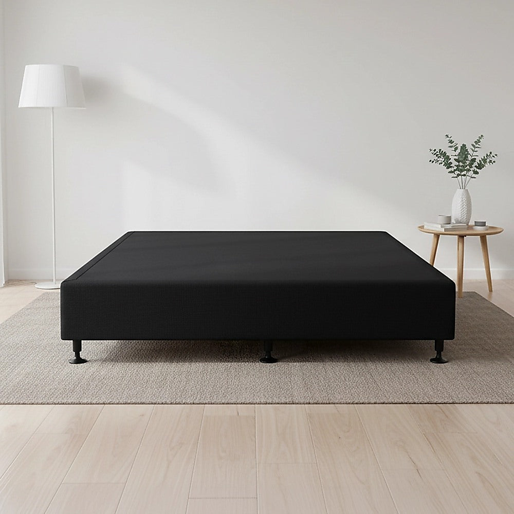 Palermo Queen Ensemble Bed Base Midnight Black Linen Fabric V63-823181
