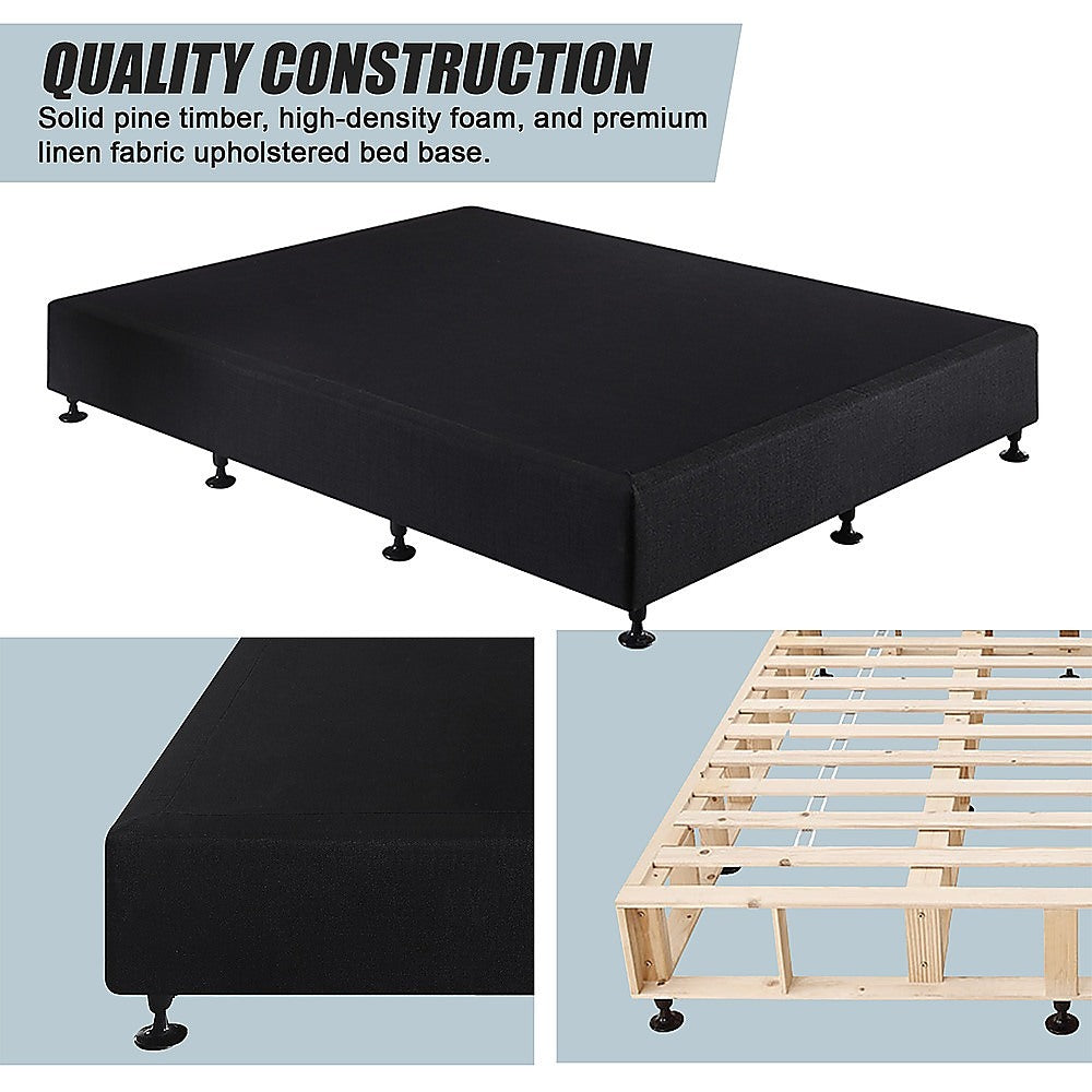 Palermo King Single Ensemble Bed Base Midnight Black Linen Fabric V63-823201