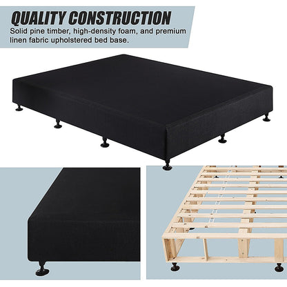 Palermo King Single Ensemble Bed Base Midnight Black Linen Fabric V63-823201