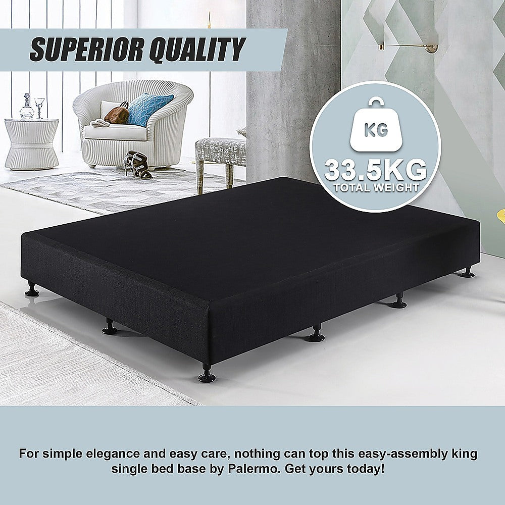 Palermo King Single Ensemble Bed Base Midnight Black Linen Fabric V63-823201