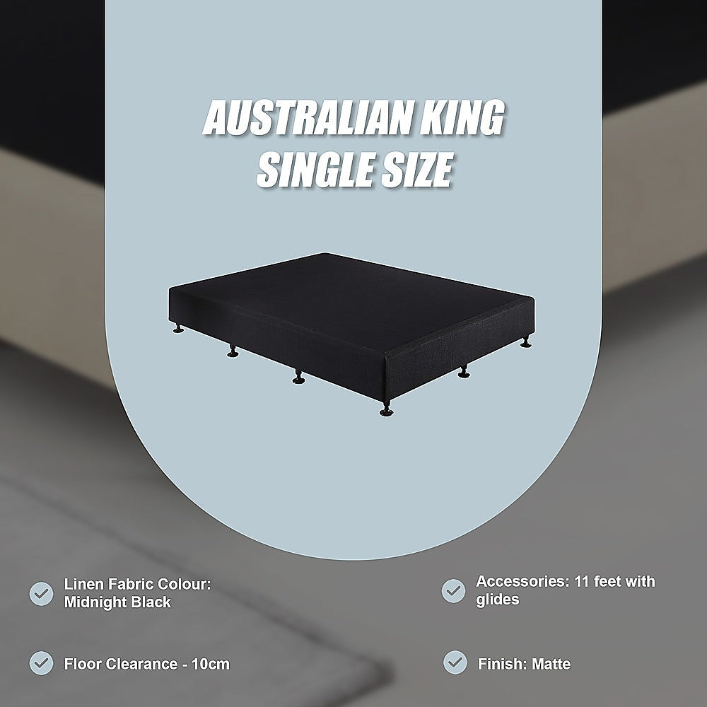 Palermo King Single Ensemble Bed Base Midnight Black Linen Fabric V63-823201