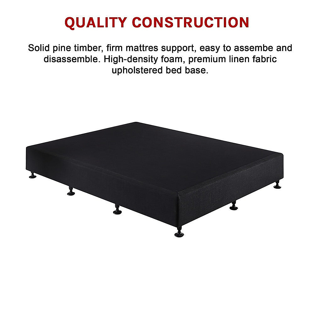 Palermo King Single Ensemble Bed Base Midnight Black Linen Fabric V63-823201