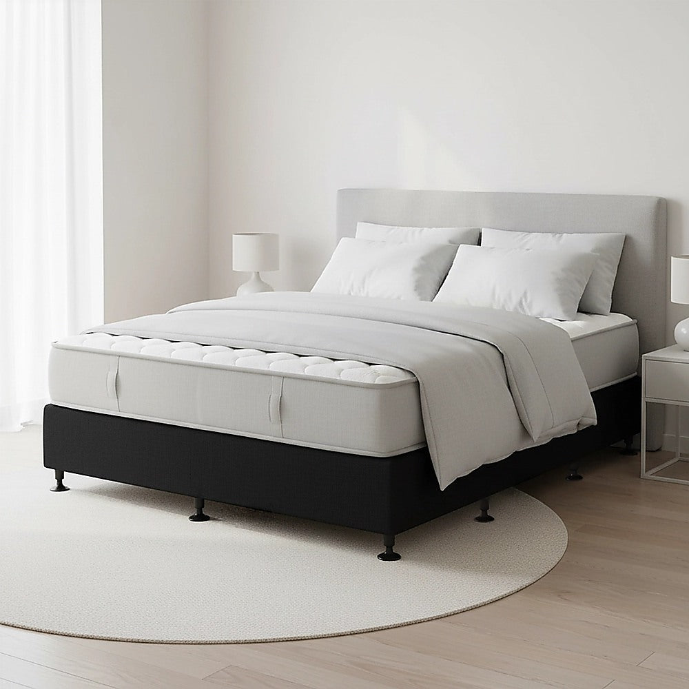 Palermo King Single Ensemble Bed Base Midnight Black Linen Fabric V63-823201