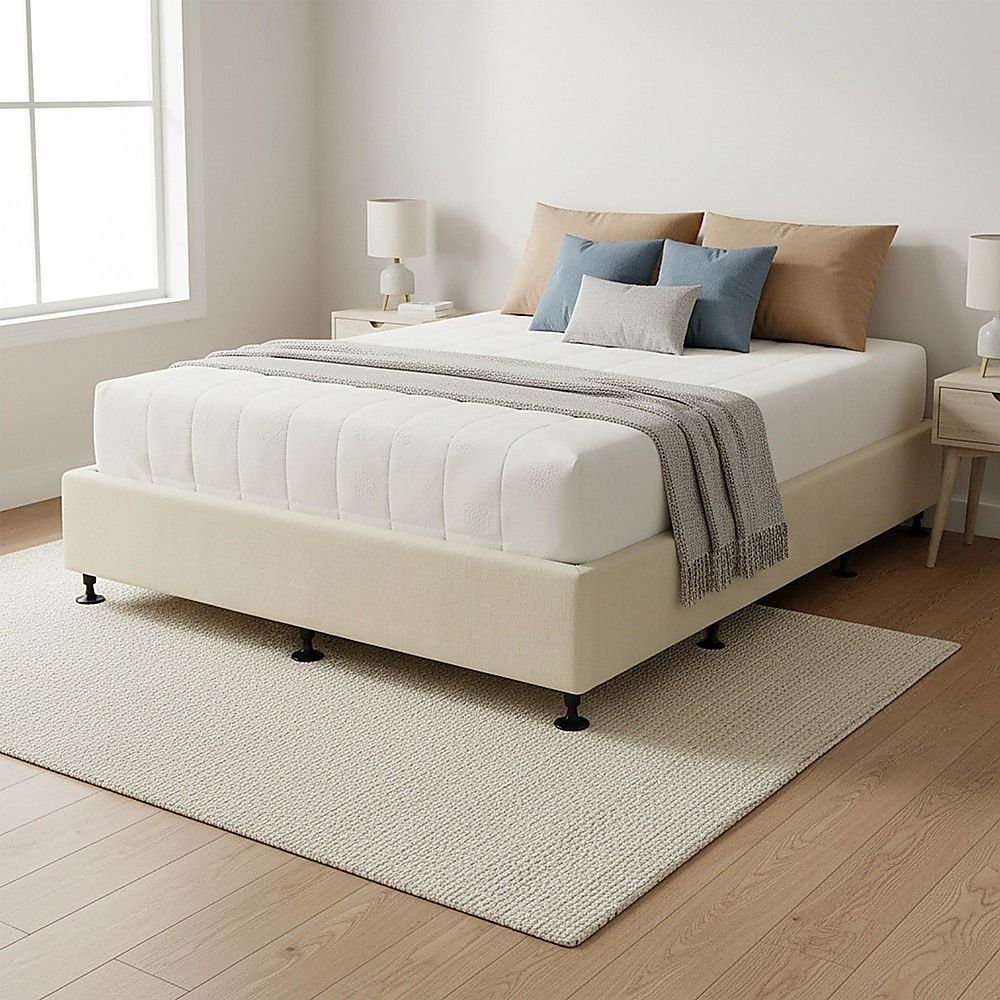Palermo King Single Ensemble Bed Base Platinum Natural Sand Linen Fabric V63-823211