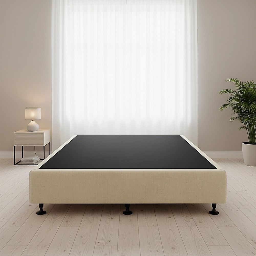 Palermo King Single Ensemble Bed Base Platinum Natural Sand Linen Fabric V63-823211