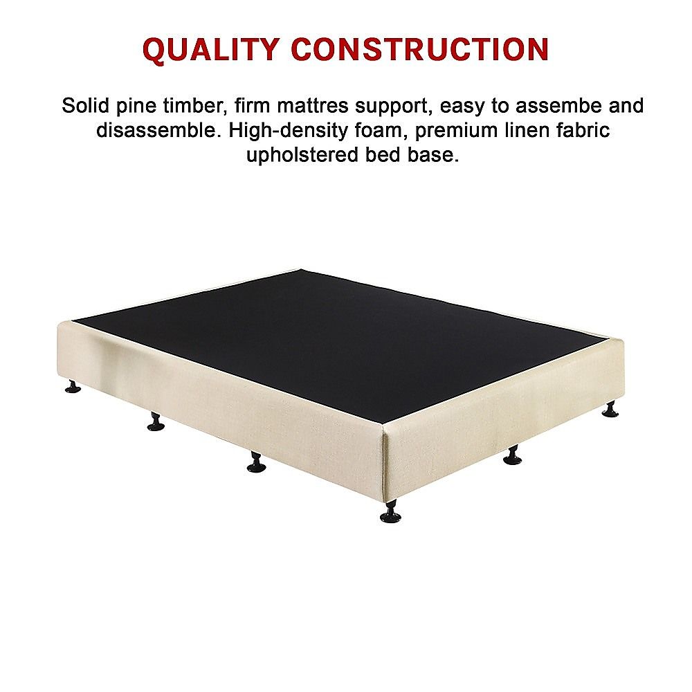 Palermo King Single Ensemble Bed Base Platinum Natural Sand Linen Fabric V63-823211