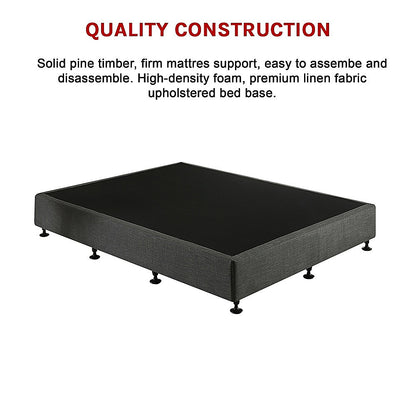 Palermo King Single Ensemble Bed Base Platinum Graphite Linen Fabric V63-823221
