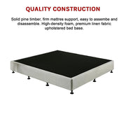 Palermo King Single Ensemble Bed Base Platinum Light Grey Linen Fabric