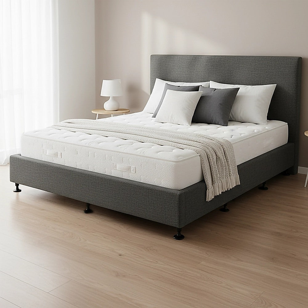 Palermo King Ensemble Bed Base Platinum Graphite Linen Fabric V63-823241
