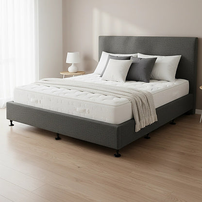 Palermo King Ensemble Bed Base Platinum Graphite Linen Fabric V63-823241