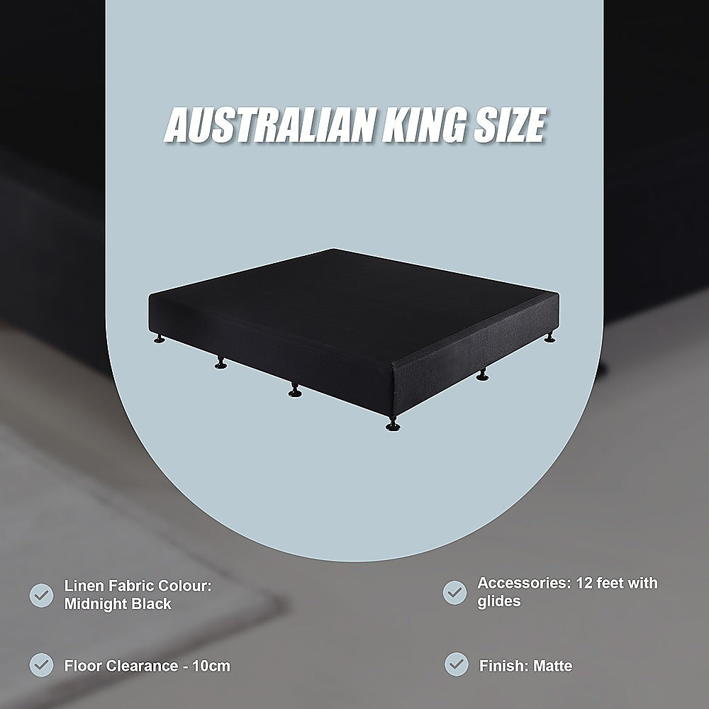 Palermo King Ensemble Bed Base Midnight Black Linen Fabric V63-823261