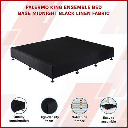 Palermo King Ensemble Bed Base Midnight Black Linen Fabric V63-823261