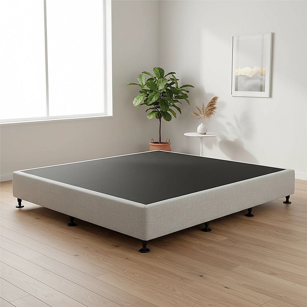 Palermo King Ensemble Bed Base Platinum Light Grey Linen Fabric V63-823281