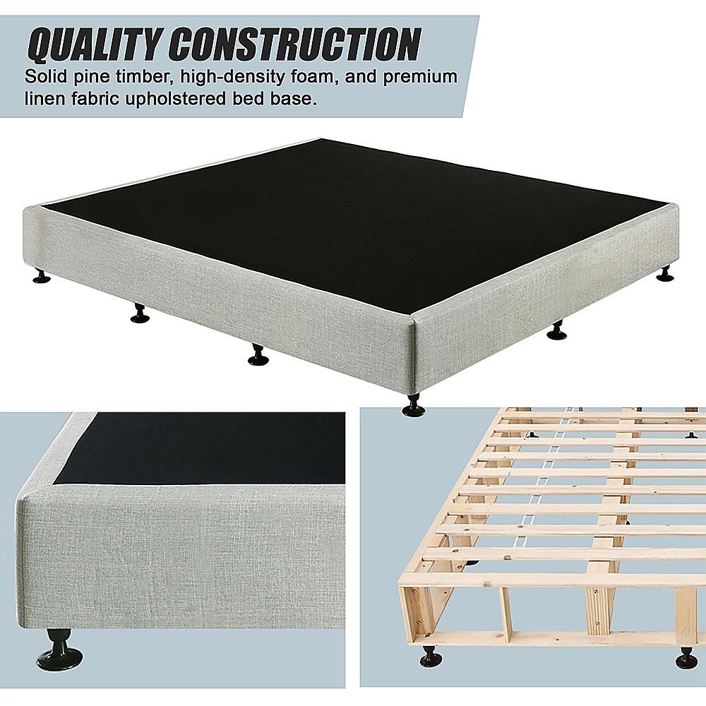 Palermo King Ensemble Bed Base Platinum Light Grey Linen Fabric V63-823281