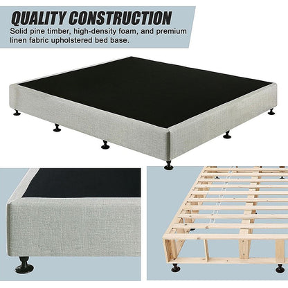 Palermo King Ensemble Bed Base Platinum Light Grey Linen Fabric V63-823281