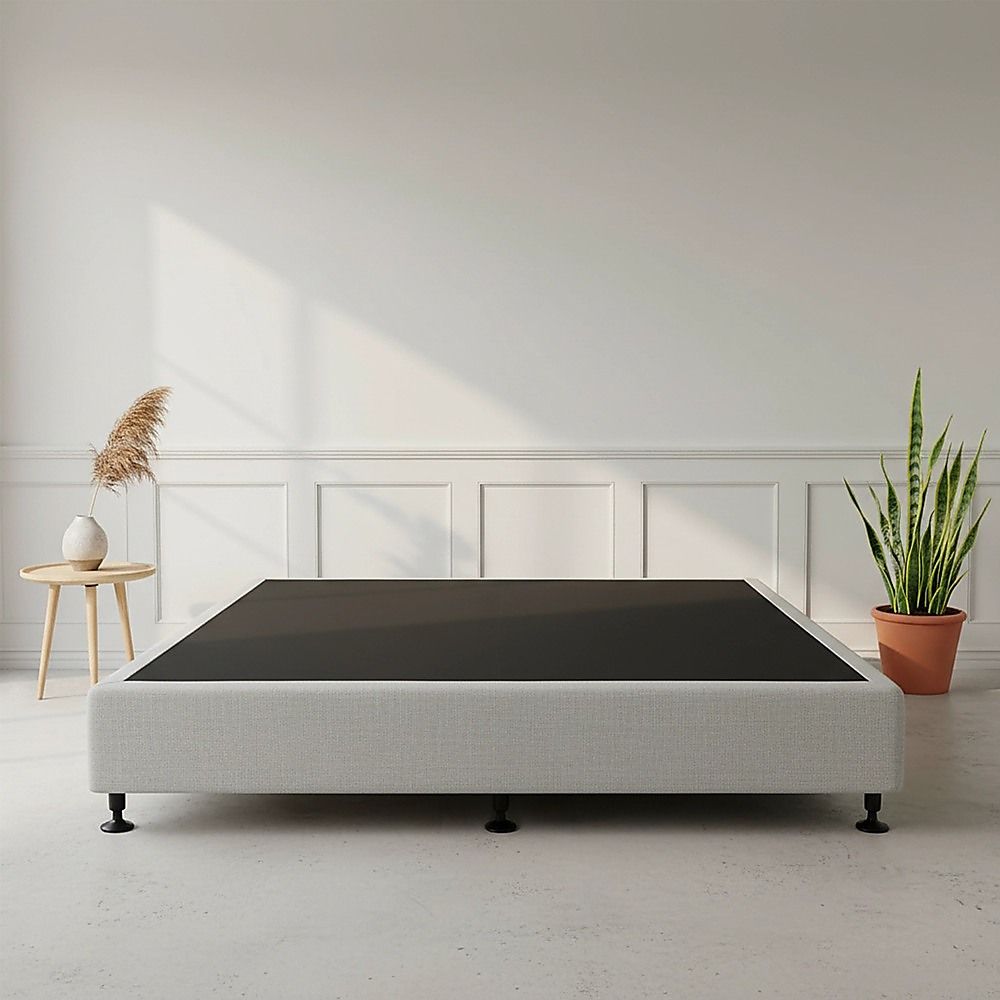 Palermo King Ensemble Bed Base Platinum Light Grey Linen Fabric V63-823281